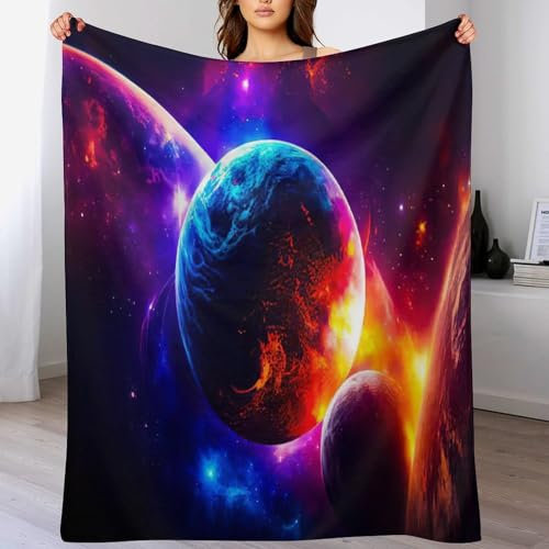 Planet Sternry Sky Decke Leicht Super Weicher Flannel Fleece-Decken Bedruckt Flauschige Warme Decken Für Bett, Sofa, (180×200cm)