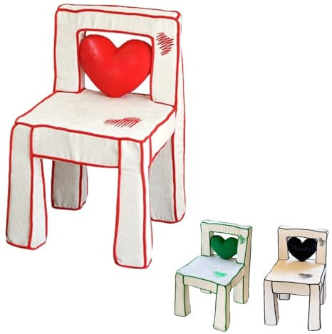 Yately Anime-Stil Schlafzimmer Stuhl mit Rebound-Schaum Basis, gepolstert dekorative Möbel, weiche pelzige kompakte gepolsterte Sitz für Schlafzimmer, Wohnzimmer, Kinderzimmer(Red,S)