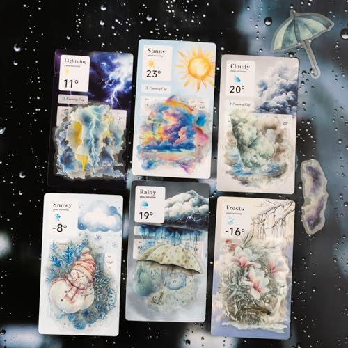 Alideco 120pcs Scrapbook Stickers Vintage Weather Changes Scrapbooking Junk Journal Crafts Embelishment Decoration Stickers (qixiangwanqian)