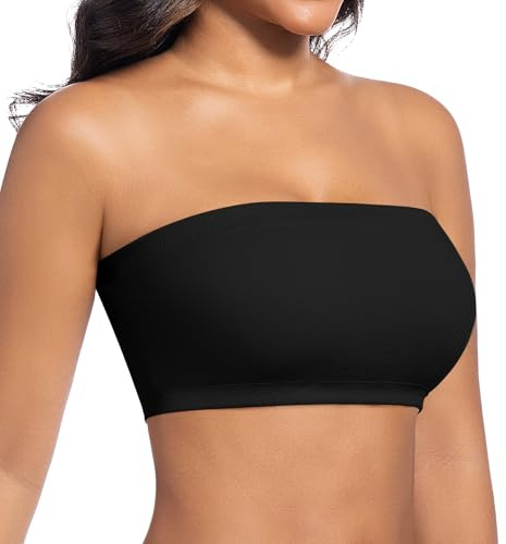 ONEW Bandeau Bra for Women Seamless Non-Wired Strapless Bra Breathable Bandeau Top with Removable Convertible Straps