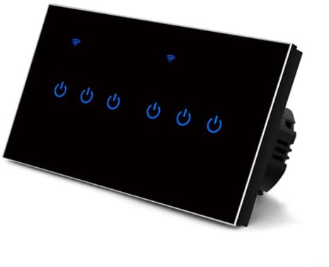 Fauhapyway WiFi Touch Light Switch Smart Wall 2 Way Control Panel Remote Control Compatible With App Voice Control 220V Home Automation(6 Gang 2Way)