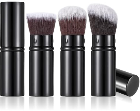 3 Stück Concealer Foundation Pinsel Einziehbare Make-up Pinsel Schwarz Reise Foundation Brush für Rouge zum Verblenden von Flüssigem Bronzer zum Polieren von Makellosen Makeup Brushes Set