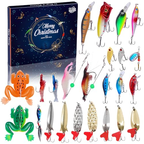 Adventskalender 2025 Männer Angel Adventskalender, Angeln Zubehör Set, Angeln Weihnachtskalender, Weihnachten Geschenke für Erwachsene Männer Frauen Teenager Jungen