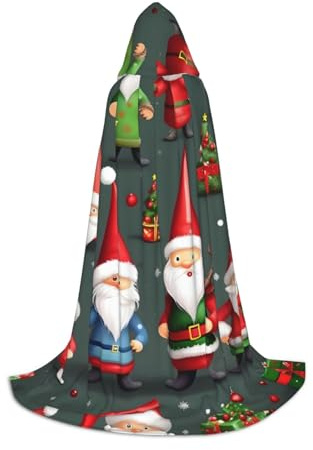 JEJEA Lustiger Weihnachts-Wichtel-Druck, Halloween, Cosplay, Weihnachten, Party, Outfits, Zauberer-Robe, Halloween, Umhang, Mittelalter-Renaissance