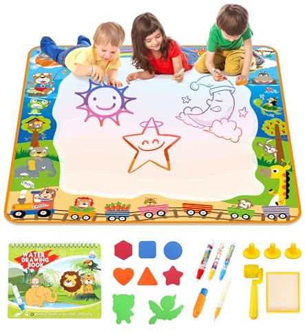 MOONYIN Spielzeug Kinderspielzeug ab 1 2 3 Jahre - 100×100cm Wasser Doodle Matte - Aqua Magic Doodle Matte - Große Wassermalmatte - Spiele - Montessori Spielzeug