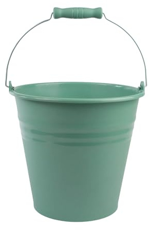 BERLONA Cubo 5 L con asa metálica, plástico Resistente, Ø 23 cm - Verde | No se vuelca ni se deforma, incluso lleno, empuñadura ergonómica cómoda en la mano, para hogar, jardín y taller
