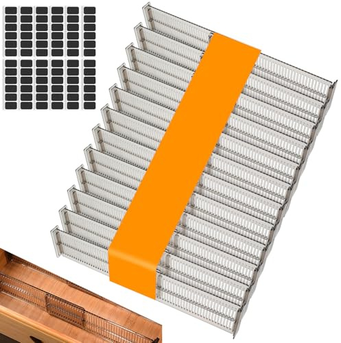 Goshoppers 12x Schubladentrenner verstellbar 27,5-51 cm – kein Verrutschen | Transparente Drawer Dividers aus PS, Küchenschrank-Organizer für Küche & Büro, kein Werkzeug nötig, alles an seinem Platz
