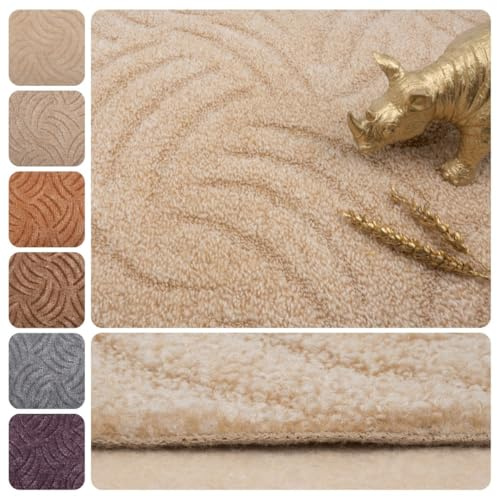 Teppichboden Meterware Auslegware Schlinge Hoch Tief | 2m und 3m (teilweise) 4m 5m breit, beige hell-braun, 500x200cm