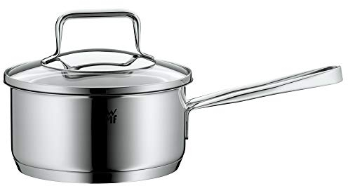WMF Trend Stielkasserolle 16cm, Glasdeckel, Kochtopf klein 1,4l, Milchtopf Induktion, Cromargan Edelstahl poliert, unbeschichtet