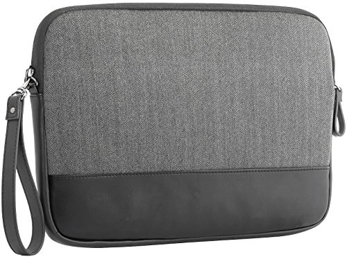 StilGut Notebook-Sleeve Charlie, Universal Notebook-Schutzhülle aus Stoff für Notebooks bis 12. Gepolsterte Schutz-Tasche mit praktischen Innenfächern und Reißverschluss, Dunkelgrau