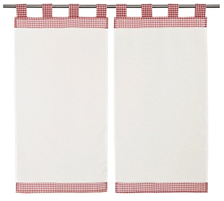 Linder 0230 /6/90162/453 Paire de Vitrages Droits Carreaux Torchon Rouge Pattes 45 x 90 cm