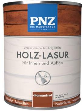 PNZ Holzlasur für Innen und Außen | lösemitttelfreie Farblasur | Nachhaltig hergestellt mit regionalen Rohstoffen | für alle Hölzer, auch Bienenhäuser, Gebinde:0.25L, Farbe:diamantrot
