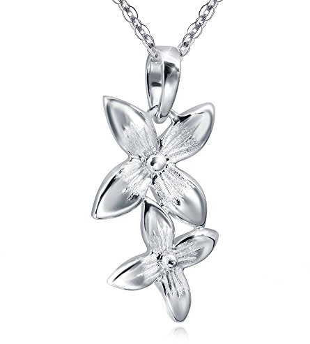 MATERIA by Matthias Wagner Blumen Anhänger Silber 925 Damen Kettenanhänger lang rhodiniert KA-296