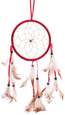 38,1 cm Traditionelle Traumfänger mit Federn rot Wand oder Auto zum Aufhängen Ornament Single Kreis