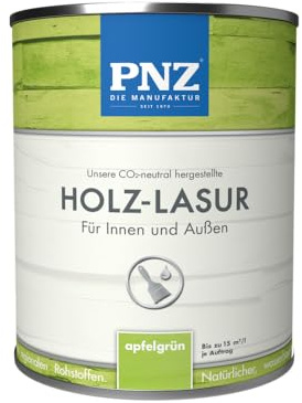 PNZ Holzlasur für Innen und Außen | lösemitttelfreie Farblasur | Nachhaltig hergestellt mit regionalen Rohstoffen | für alle Hölzer, auch Bienenhäuser, Gebinde:0.75L, Farbe:apfelgrün