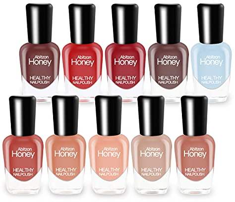 Abitzon Neu Nagellack-Set (10 Flaschen) - Ungiftig, Umweltfreundlich, Einfach Abziehen und Schnell Trockener Nagellack auf Wasserbasis