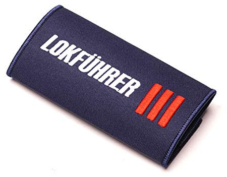WingDesign LOKFÜHRER, Gepäckband Koffer Griffband, Klettverschluss, Dunkelblau/weiß-rot, 12 x 6 cm.