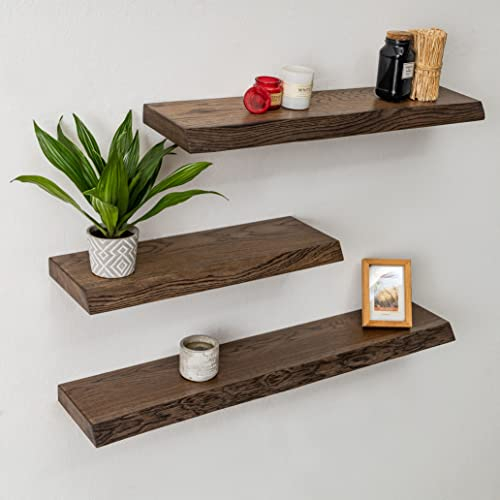 1 Original BestLoft® Wandregal Ruby mit Baumkante aus Eiche Wandboard Dunkel (120cm, Baumkante)