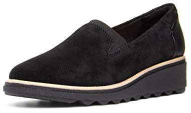Clarks Sharon Dolly, Mocassini Donna, Nero Black Suede W Dark Tan Welt, 41.5 EU