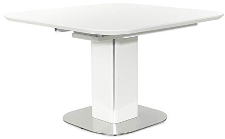 expendio Säulentisch Basel 120(160) x120x76 cm Hochglanz weiß Esszimmertisch Esstisch Wohnzimmertisch Tisch Ausziehtisch