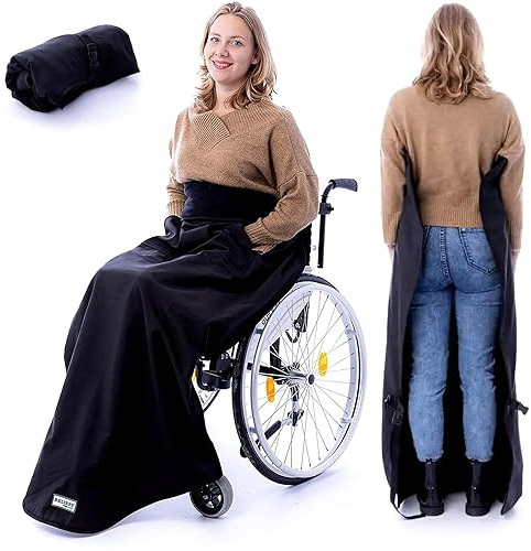 BELIEFF Rollstuhl Fleecedecke fur Outdoor - Größe 140x90x35 cm Schützt vor Regen Kälte und Wind Taschen für Hände 100% Polyester und komplett mit Fleece Gefüttert (mit offener Unterseite)