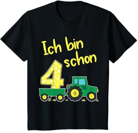 4 Geburtstag Junge Trecker Traktor Outfit Ich Bin Schon 4 T-Shirt