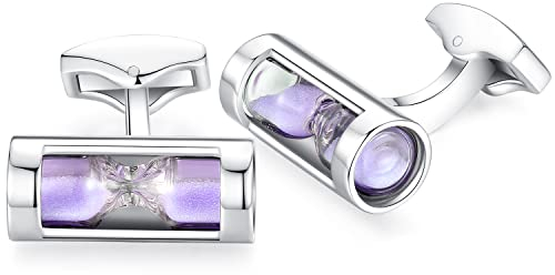 HONEY BEAR boutons de manchette minuterie verres entonnoir pour hommes Chemise pour mariage d'affaires (Violette)