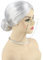 Topcosplay 3er Set Oma Perücke Großmutter Perücke mit Perlenkette Oma Brille Granny Perücke Grau Old Lady Kostüm Set Alte Dame Perücke für Karneval Halloween (Weiß)