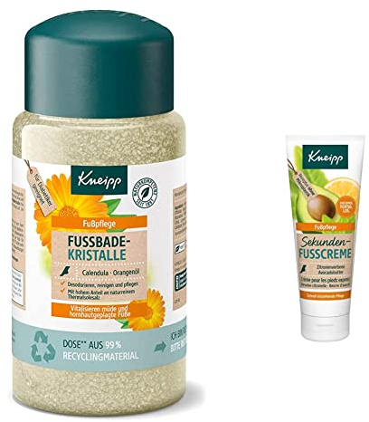 Kneipp Calendula & Orangenöl Desodorieren Fussbadekristalle, 600g & Sekunden Fußcreme, 75 ml