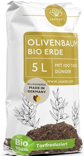 Olivenbaum Erde 5 L mit Dünger - Mediterrane Pflanzenerde - Aus 100% natürlichen Rohstoffen für kräftige Oliven - Erde für Olivenbäume Pflanzen - Erde Olivenbaum - Olivenbaum-Erde