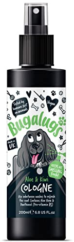 BUGALUGS Dog Cologne perfume - dog deodorant deodoriser spray use with professional groom Dog Shampoo For Dogs, Cats & Pets (Aloe & Kiwi, 200ml)