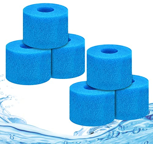 KATELUO 6 Piezas Filtro de Cartucho de Esponja, Esponja para Filtro de Piscina para Tipo S1, Filtro de Espuma para Piscina Reutilizable, Esponja de Filtro de Piscina Lavable para Piscina Jacuzzi