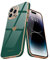Teageo for iPhone 14 Pro Max Case Cute Heart Pattern for Women Girls Slim Luxury Bling Plating Soft TPU Anti-Scratch Shockproof Bumper Phone Case for iPhone 14 Pro Max, Blackish Green
