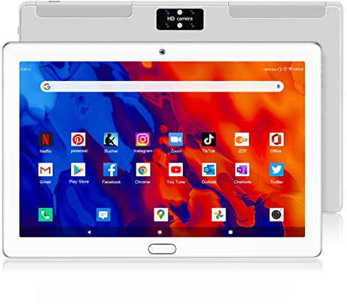ANTEMPER Tablet 10.1 Zoll, Android 13 Octa Core Prozessor Tablet PC, 4GB RAM+64GB ROM+512GB SD Erweiterung mit 2 SIM Slots, 13MP+5MP, 4G LTE, 6000mAh, GMS, WLAN, GPS, Silber