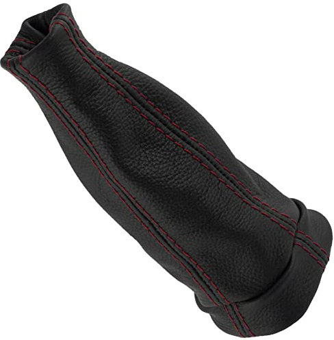AERZETIX - C63922 - Funda para palanca de cambios en piel genuina - compatible con Honda Civic Type R 2007-2011 - color: negro con costuras rojas - para caja de cambios manual