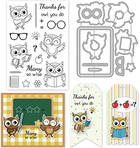 ORIGACH Eule Studie Stempel und Stanzformen für die Kartenherstellung, Stanzformen und Stempelset für DIY Scrapbooking Album