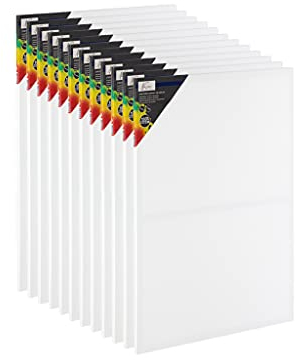Van Nassau Fine Art Lienzos para Pintar | Set de Lienzos | 40 x 50CM | 12 Piezas | Lienzo con Bastidor Pequeño/Grande | Canvas Tela Blanca | Pintura Acrílica, Óleo y Acuarela - 100% Algodón Sin Ácido