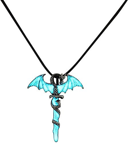 MEGAHERZ Retro Dragon Luminous Glowing Anhänger Halskette für Frauen Männer im Dunkeln leuchten Choker Kette Schmuck Paar Geschenke Collier Femme Praktisches Design und langlebig