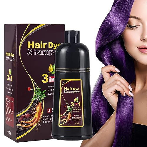 Shampoo colorante istantaneo per capelli grigi - Shampoo colorante a base di erbe 3 in 1 per donne e uomini, Shampoo per capelli viola a lunga durata(Purple)