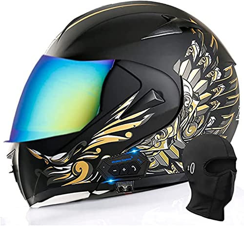 Modularer Bluetooth-Motorradhelm, Integrierter Integralhelm Mit Integriertem Helm, Klapphelm Mit Innerer Sonnenblende, Doppelscheibe, ECE-Zugelassener Helm G,S(55~56cm)