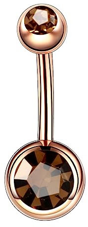 Daesar Piercing Nombril Anneaux, Piercing Ventre Acier Chirurgical Anneau Piercing Nombril Poli Double Rond Zirconium Marron Or Rose