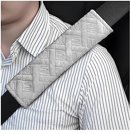 CGEAMDY 2 Stück Sicherheitsgurt-Kissenbezug, Schulterpolster für Auto-Innenzubehör, Schutzpolster für SUV, Auto-Sicherheitsgurtbezüge für Erwachsene, Kinder (Grau)