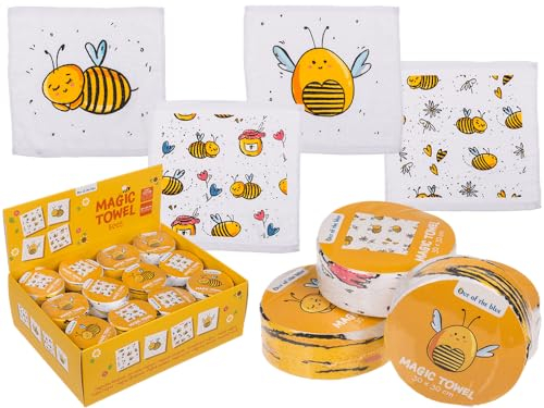 Palleon 12er Set Magisches Baumwoll Handtuch mit Einhorn oder als Fußball Motiv (Bienen)