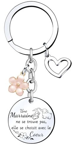 LKJHGF Cadeau de Marraine Porte-clés de Marraine porte clés parrain marraine bapteme d'anniversaire Cadeau fête des mères pour Marraine Cadeaux de Noë (2)