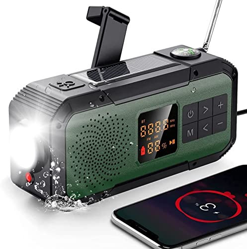 LEONYS Radio Hand Crank Solar 3000Mah, Weather Radio Hand Crank Radio Flashlight Cell Phone Charger Survival Radio Am Fm Radio Battery Operated Radio, Emergency Supplies Survival Gear