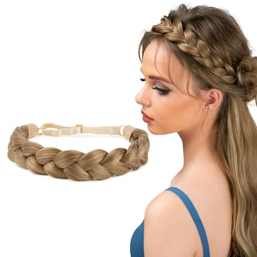 BOFUNX Damen Geflochten Stirnband Haarband 3 Stränge Synthetisches Haar Trachten Haarband geflochtenes Stirnband Haarteil für Hochzeit Bayern Oktoberfest