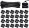Viaky 120Pcs Black Cable Ties and 120Pcs Adhesive Mounts Set, 200mm Zip Ties and 23mm Base Holders, Nylon Pack Heavy Duty Tie Wraps for Home Office Cable Management