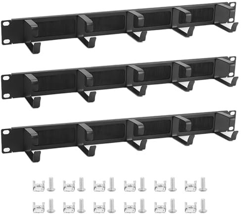QWORK® 3X Entrée de câble 19 avec 5 anneaux métalliques et ouverture de câble à brosses, pour armoire serveur 19