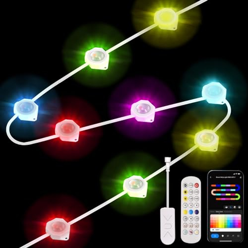 luktix RGB IC Permanente Lichterkette Außen, IP65 Wasserdichte Trauflichter mit Mehreren Szenenmodi, Alexa, App-Steuerung, Smart LED Streifen für Balkon Veranda Terrasse Wand Pavillon Garten, 7.5 m