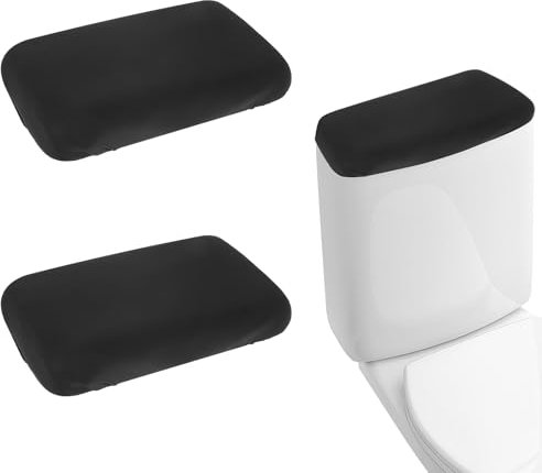 Thinp 2pcs Black Toilet Seat Cover Replacement Toilet Lid Covers Toilet Tank Cover Universal Toilet Tank Lid Toilet Top Cover Soft and Absorbent Toilet Lid Cover with Elastic Bottom for Bathroom Decor